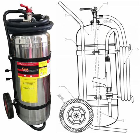 50L Tekerlekli Paslanmaz Çelik SS304 Yangın Söndürücüler